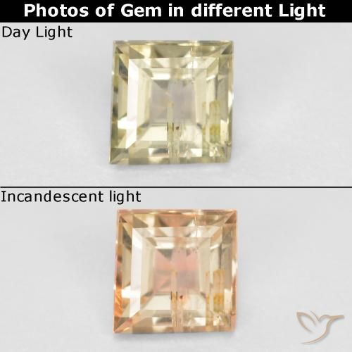 0.58ct 天然 薄いイエロー カラーチェンジディアスポラ, バゲット, SI