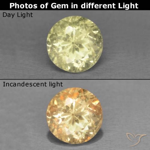 0.48ct 天然 ライトイエロー カラーチェンジディアスポラ, ラウンド, VS