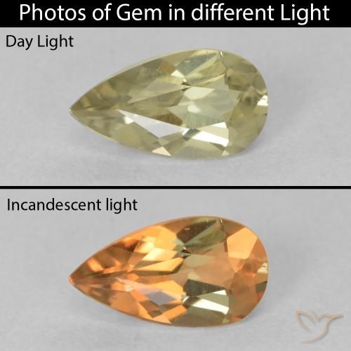 0.76ct 天然 ミディアムイエロー カラーチェンジディアスポラ, 洋梨の形, VVS