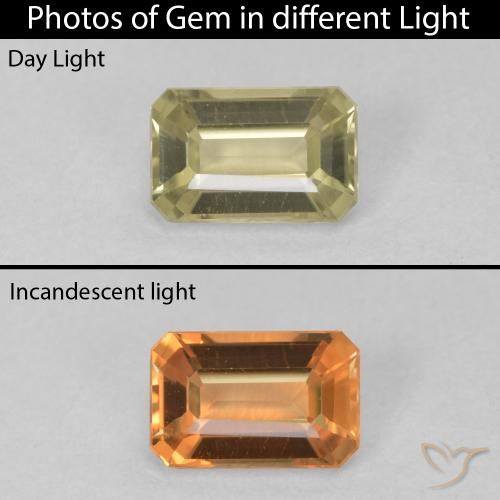 0.93ct 天然 ライトイエロー カラーチェンジディアスポラ, エメラルドカット, VVS