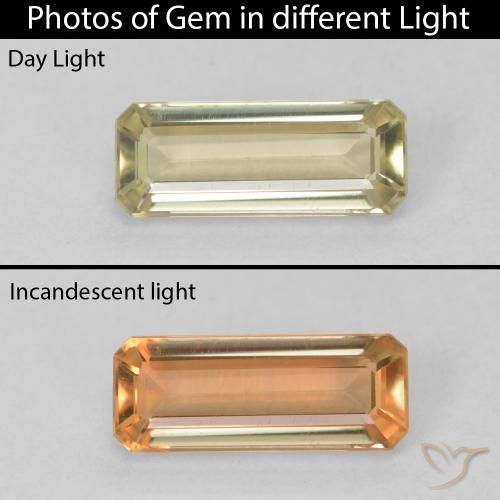 1.31ct 天然 ライトイエロー カラーチェンジディアスポラ, エメラルドカット, VVS