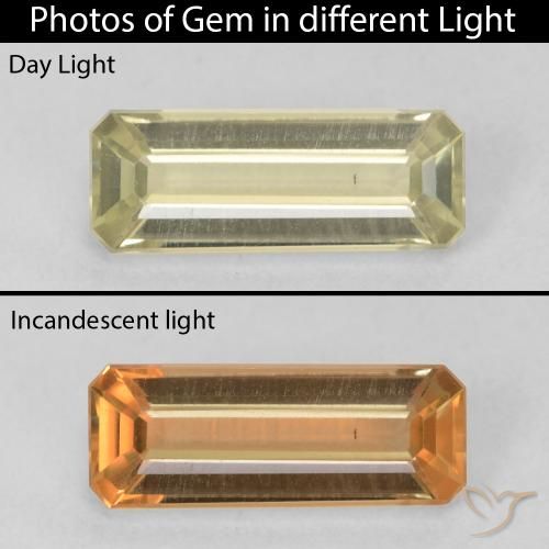 1.35ct 天然 ライトイエロー カラーチェンジディアスポラ, エメラルドカット, VVS