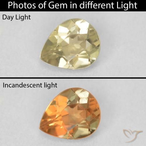 0.60ct 天然 ライトイエロー カラーチェンジディアスポラ, 洋梨の形, VS