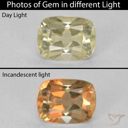 1.19ct 天然 ライトイエロー カラーチェンジディアスポラ, クッション, VVS