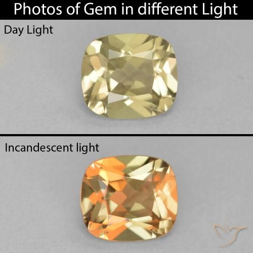 1.23ct 天然 ライトイエロー カラーチェンジディアスポラ, クッション, VVS