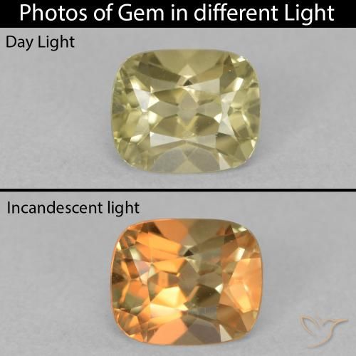 0.87ct 天然 ライトイエロー カラーチェンジディアスポラ, クッション, VVS