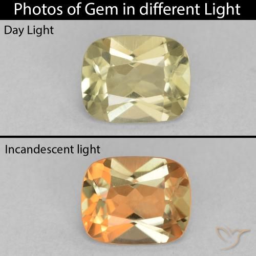 1.23ct 天然 薄いイエロー カラーチェンジディアスポラ, クッション, VVS