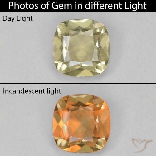 1.36ct 天然 薄いイエロー カラーチェンジディアスポラ, クッション, VVS
