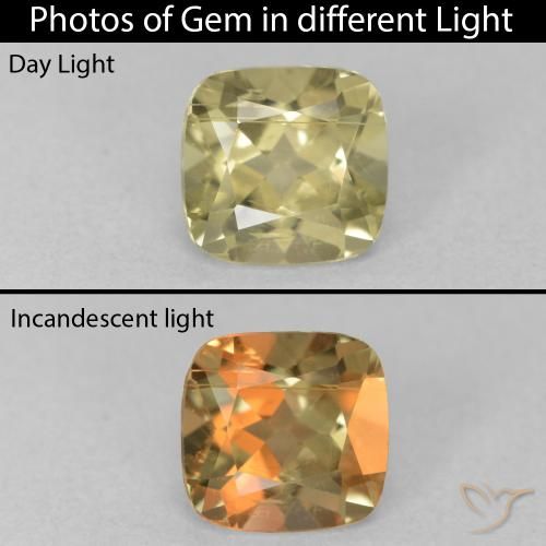 1.24ct 天然 薄いイエロー カラーチェンジディアスポラ, クッション, VS