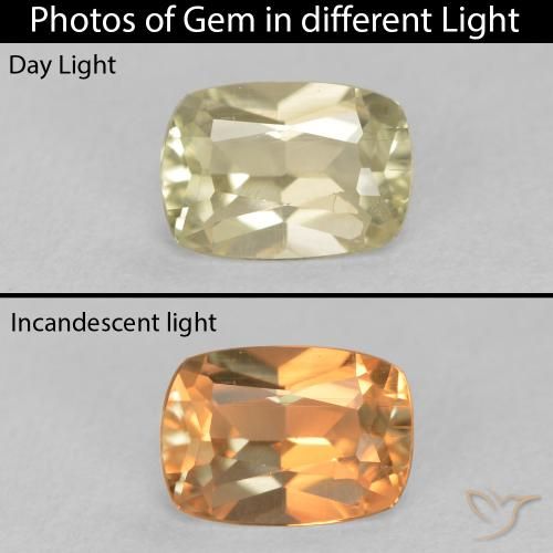 0.85ct 天然 ライトイエロー カラーチェンジディアスポラ, クッション, VS