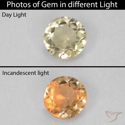 0.21ct 天然 ライトイエロー カラーチェンジディアスポラ, ラウンド, VVS-VS