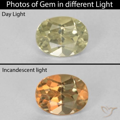 0.88ct 天然 非常に薄い黄色 カラーチェンジディアスポラ, 楕円形, VVS-VS