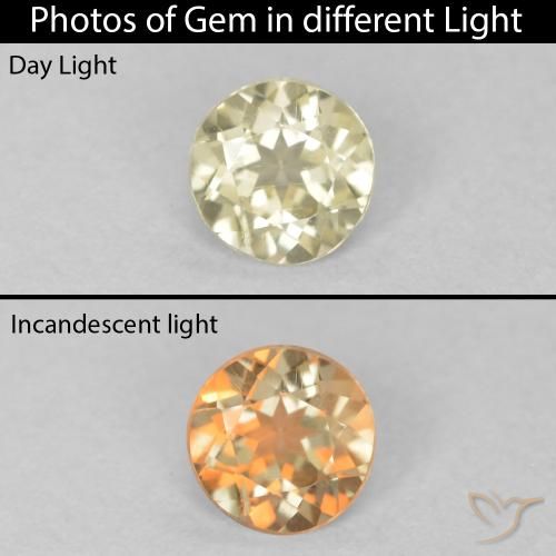 0.31ct 天然 ライトイエロー カラーチェンジディアスポラ, ラウンド, VVS-VS