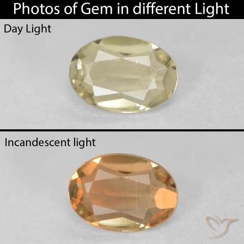 0.36ct 天然 ライトイエロー カラーチェンジディアスポラ, 楕円形, VVS-VS