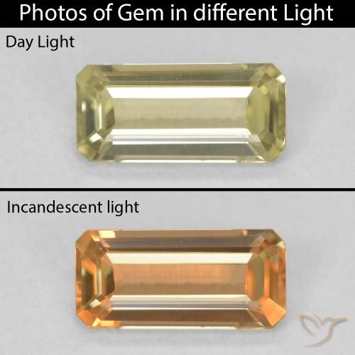 0.90ct 天然 ライトイエロー カラーチェンジディアスポラ, エメラルドカット, VS