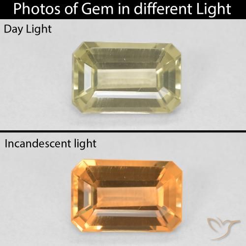 1.10ct 天然 ライトイエロー カラーチェンジディアスポラ, エメラルドカット, VVS-VS