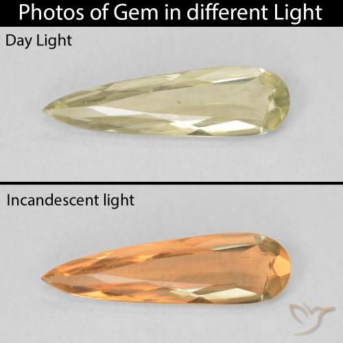 0.70ct 天然 ライトイエロー カラーチェンジディアスポラ, 洋梨の形, VVS-VS