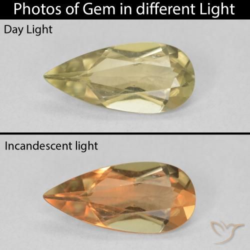 1.70ct 天然 薄いイエロー カラーチェンジディアスポラ, 洋梨の形, VVS-VS