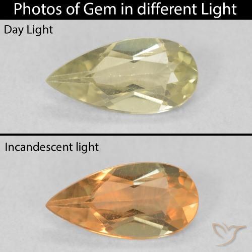 0.55ct 天然 ライトイエロー カラーチェンジディアスポラ, 洋梨の形, VS