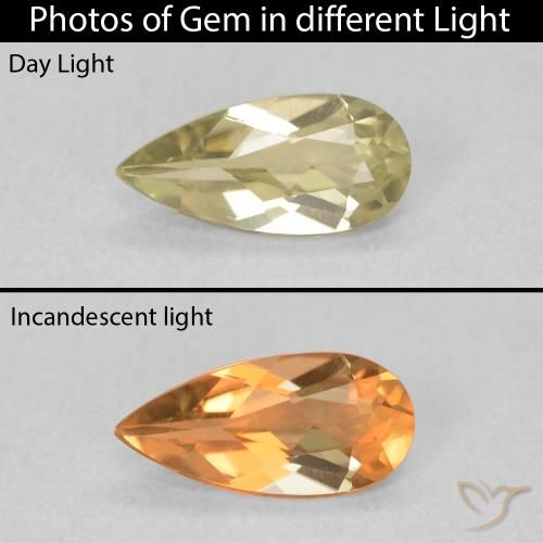 0.70ct 天然 ライトイエロー カラーチェンジディアスポラ, 洋梨の形, VVS-VS