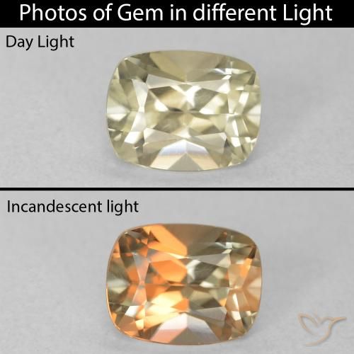 0.86ct 天然 イエローベージュ カラーチェンジディアスポラ, クッション, VVS-VS