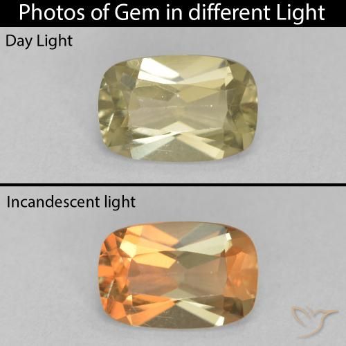 1.51ct 天然 ウォームイエロー カラーチェンジディアスポラ, クッション, VVS-VS