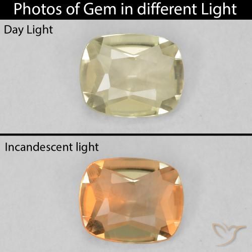 0.41ct 天然 ライトイエロー カラーチェンジディアスポラ, クッション, VVS-VS
