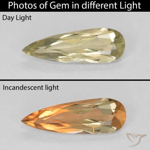 1.22ct 天然 ミディアムイエロー カラーチェンジディアスポラ, 洋梨の形, VVS-VS