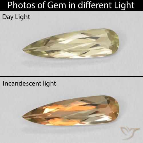 0.84ct 天然 ライトイエロー カラーチェンジディアスポラ, 洋梨の形, VVS-VS