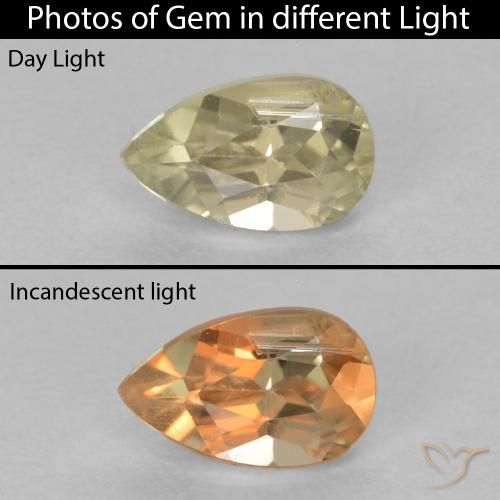 0.41ct 天然 ミディアムイエロー カラーチェンジディアスポラ, 洋梨の形, VS