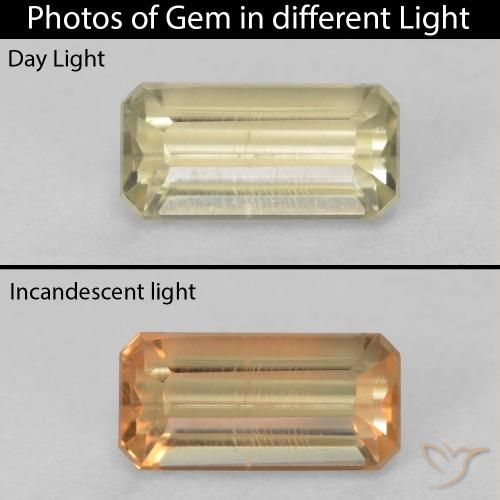 1.06ct 天然 ライトイエロー カラーチェンジディアスポラ, エメラルドカット, VVS-VS