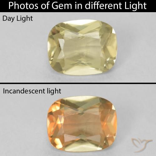 0.77ct 天然 ライトイエロー カラーチェンジディアスポラ, クッション, VS