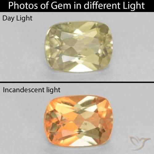 0.78ct 天然 ライトイエロー カラーチェンジディアスポラ, クッション, VS