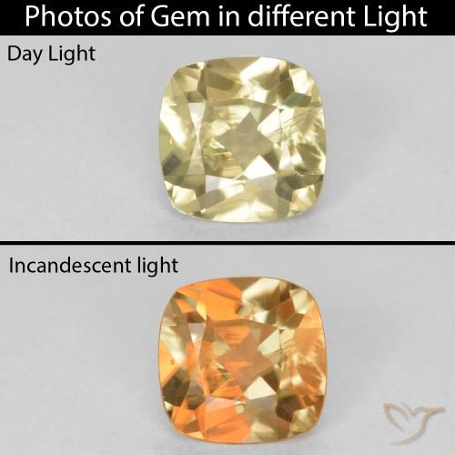 1.20ct 天然 ライトイエロー カラーチェンジディアスポラ, クッション, VS