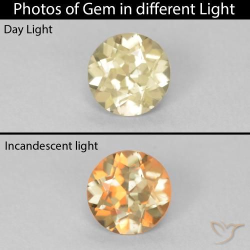 0.57ct 天然 ライトイエロー カラーチェンジディアスポラ, ラウンド, VS
