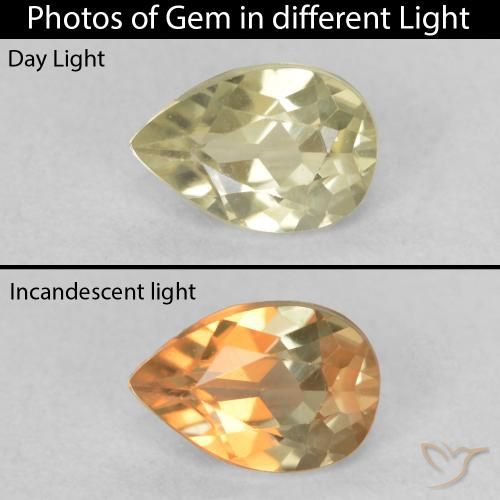 0.50ct 天然 ライトイエロー カラーチェンジディアスポラ, 洋梨の形, VVS-VS