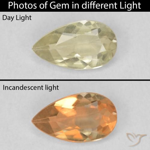 0.54ct 天然 ライトイエロー カラーチェンジディアスポラ, 洋梨の形, VVS-VS