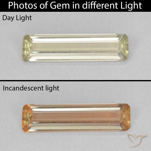1.12ct 天然 非常に薄い黄色 カラーチェンジディアスポラ, エメラルドカット, VVS-VS
