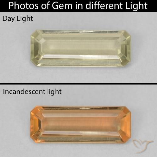 1.14ct 天然 イエローグリーン カラーチェンジディアスポラ, エメラルドカット, VVS-VS