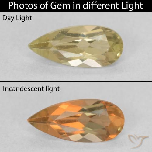 0.80ct 天然 ライトイエロー カラーチェンジディアスポラ, 洋梨の形, VVS-VS