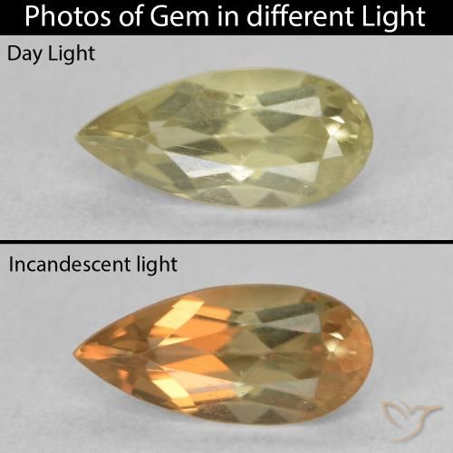 0.99ct 天然 ライトイエロー カラーチェンジディアスポラ, 洋梨の形, VS