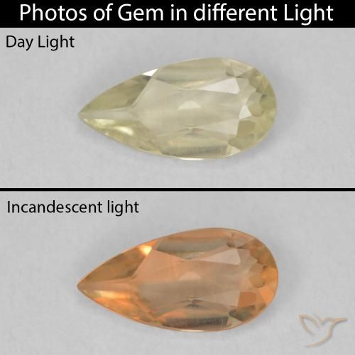 0.71ct 天然 ライトイエロー カラーチェンジディアスポラ, 洋梨の形, VVS