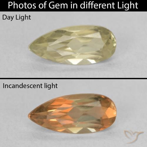 0.97ct 天然 イエローグリーン カラーチェンジディアスポラ, 洋梨の形, VVS