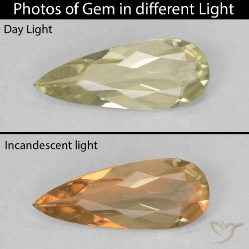 0.61ct 天然 ライトイエロー カラーチェンジディアスポラ, 洋梨の形, VVS
