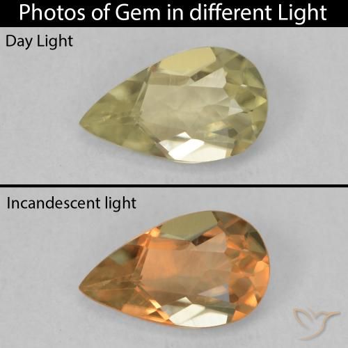 0.75ct 天然 ミディアムイエロー カラーチェンジディアスポラ, 洋梨の形, VVS