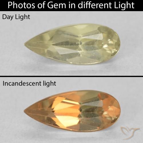 0.66ct 天然 メロウイエロー カラーチェンジディアスポラ, 洋梨の形, VVS