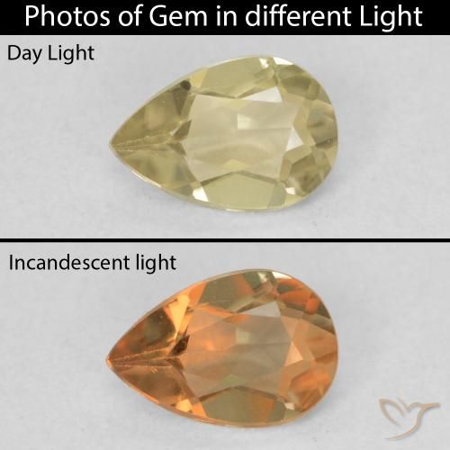 0.61ct 天然 ライトイエロー カラーチェンジディアスポラ, 洋梨の形, VVS