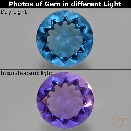 10.75ct 天然 ダークブルー カラーチェンジフローライト, ラウンド, VS