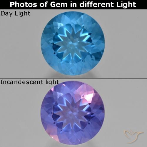 10.93ct 天然 ネイビーブルー カラーチェンジフローライト, ラウンド, VS