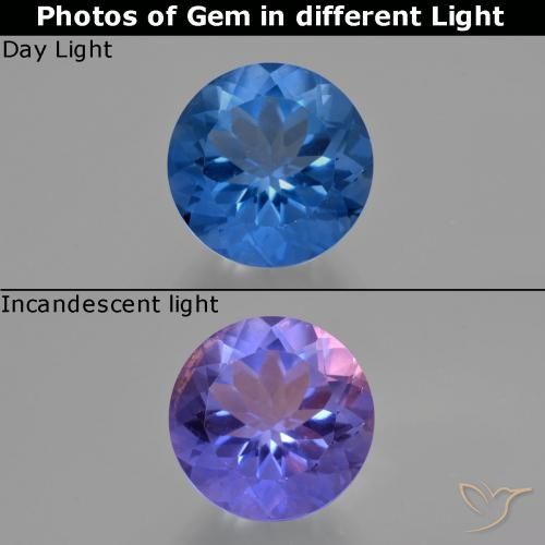 12.25ct 天然 ダークブルー カラーチェンジフローライト, ラウンド, VS